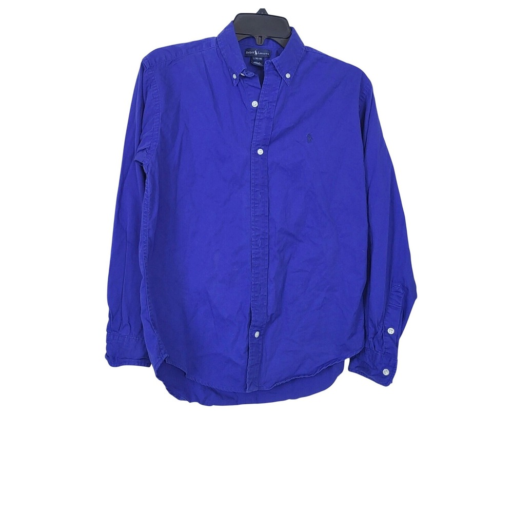 Ralph Lauren Boy Dark Blue Long Sleeve Preppy Button Oxford Shirt Large Classic